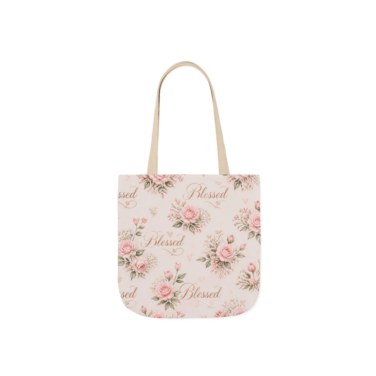 Blessed Floral Canvas Tote — Pink Rose Shoulder Bag for Christian Moms (Church, Travel & Baby)