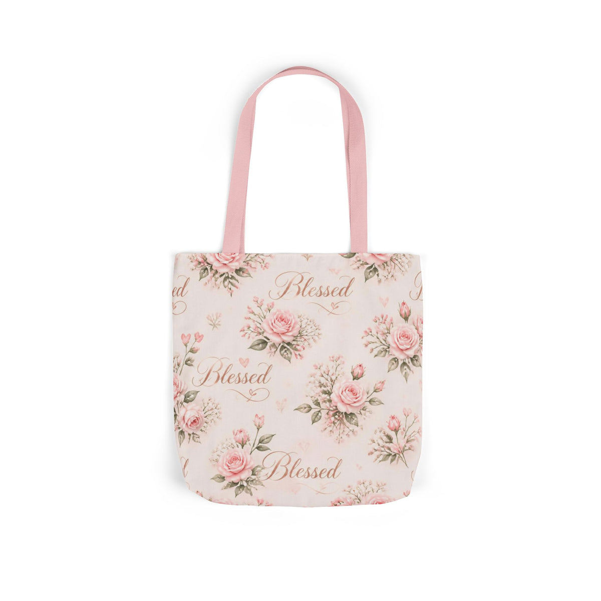 Blessed Floral Canvas Tote — Pink Rose Shoulder Bag for Christian Moms (Church, Travel & Baby)