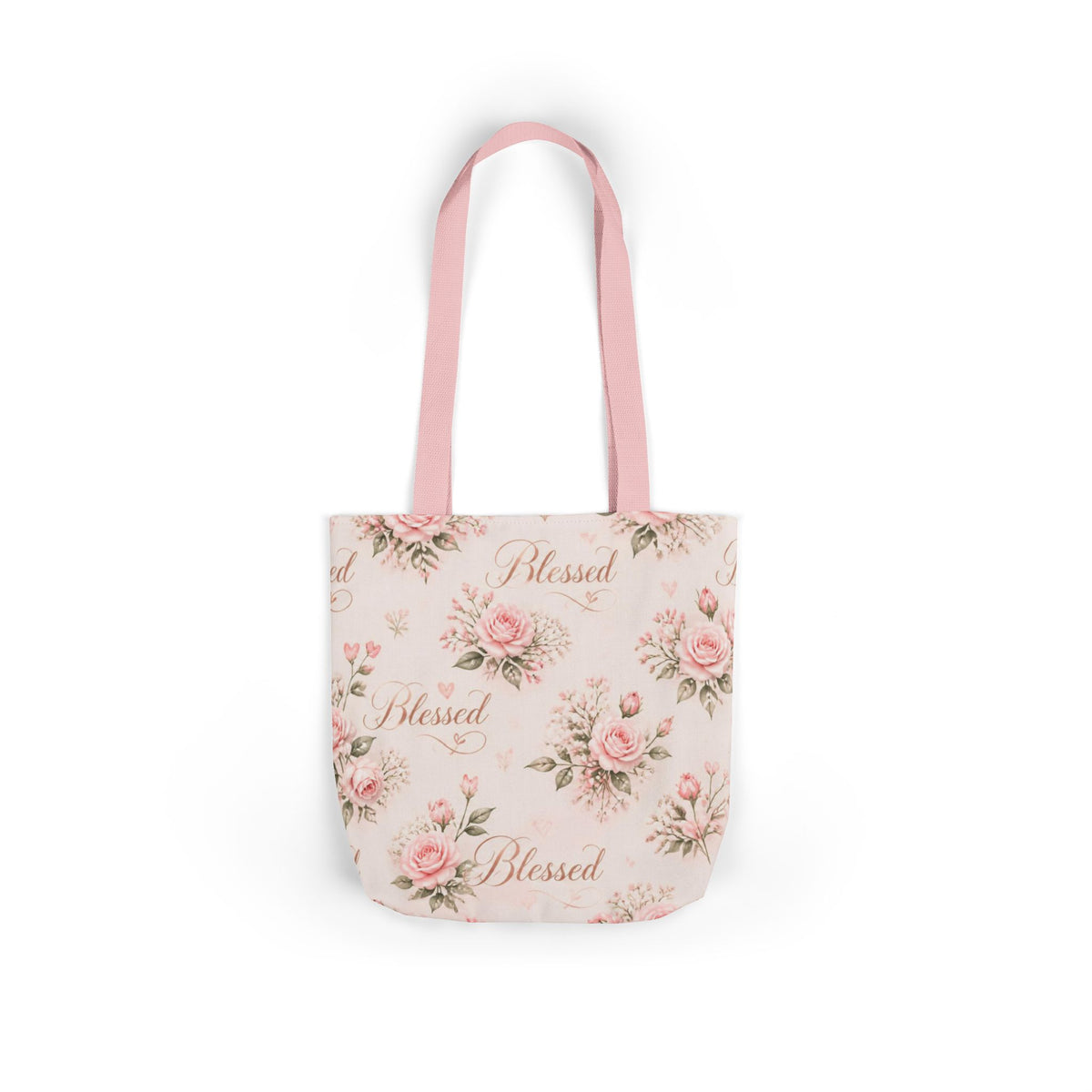 Blessed Floral Canvas Tote — Pink Rose Shoulder Bag for Christian Moms (Church, Travel & Baby)