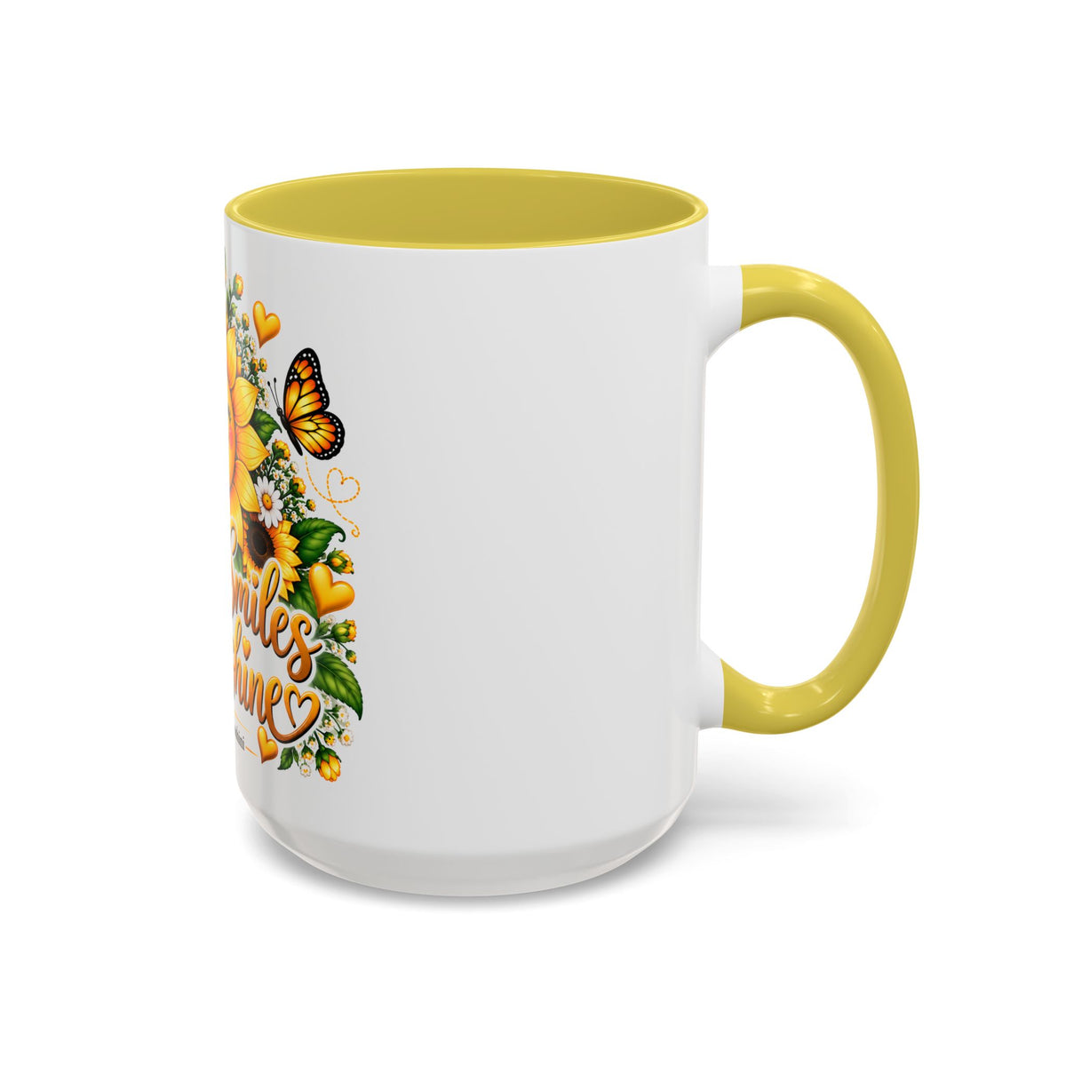 Sunflower Smiles Mug — “Scatter Smiles & Sunshine” Ceramic Coffee Cup