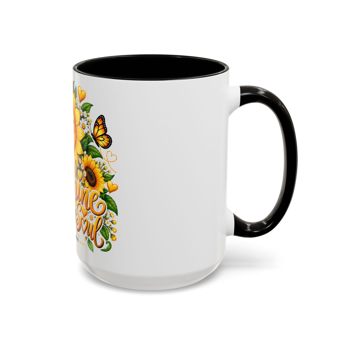 Sunshine Suits My Soul Mug — Sunflower & Butterfly Ceramic Coffee Cup (11oz/15oz)