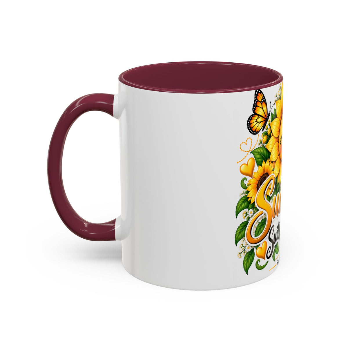 Sunshine Suits My Soul Mug — Sunflower & Butterfly Ceramic Coffee Cup (11oz/15oz)