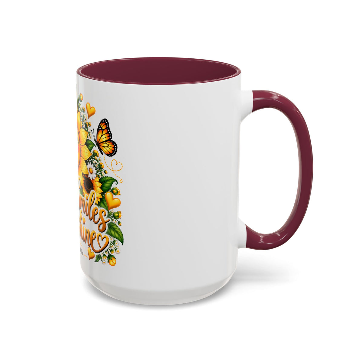 Sunflower Smiles Mug — “Scatter Smiles & Sunshine” Ceramic Coffee Cup