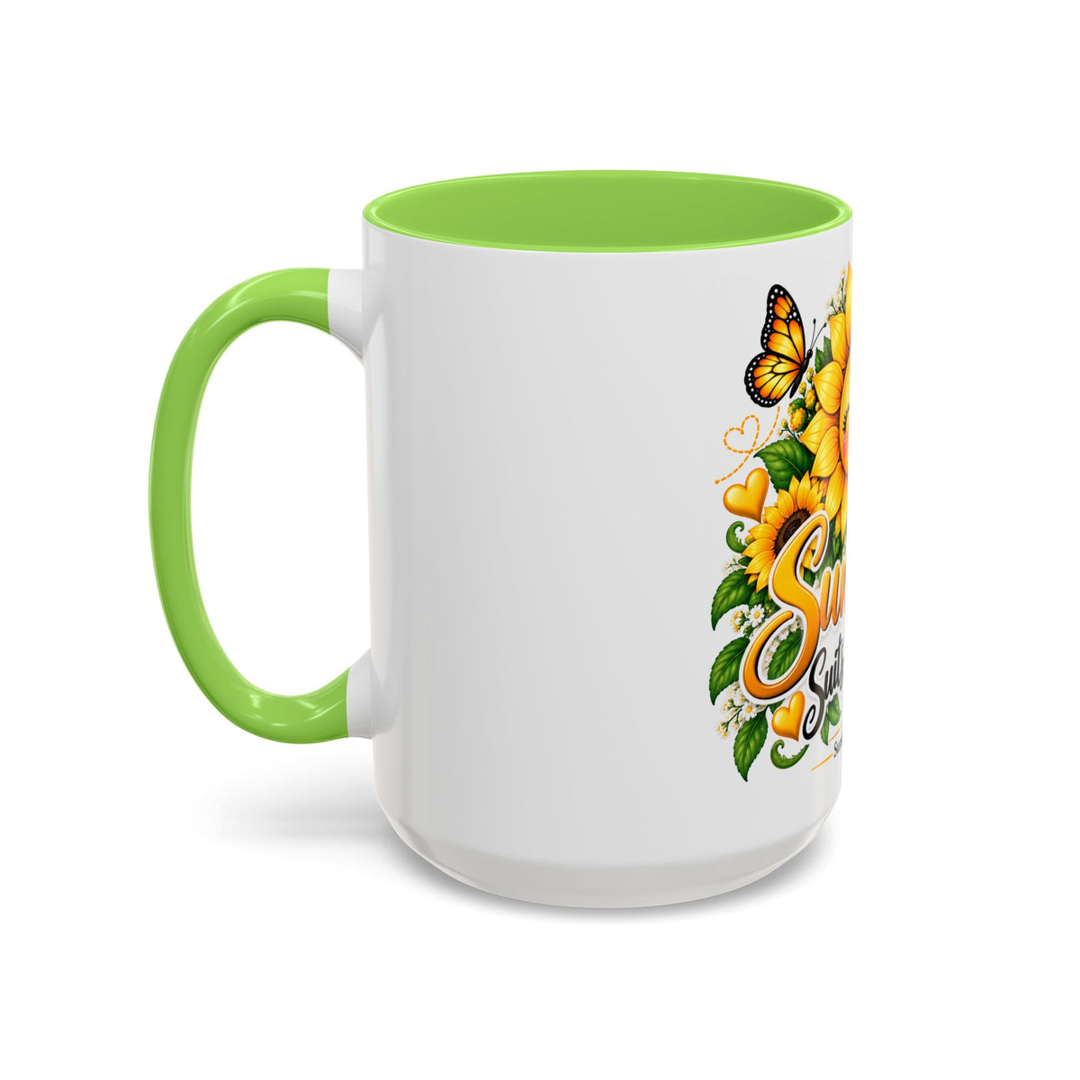 Sunshine Suits My Soul Mug — Sunflower & Butterfly Ceramic Coffee Cup (11oz/15oz)