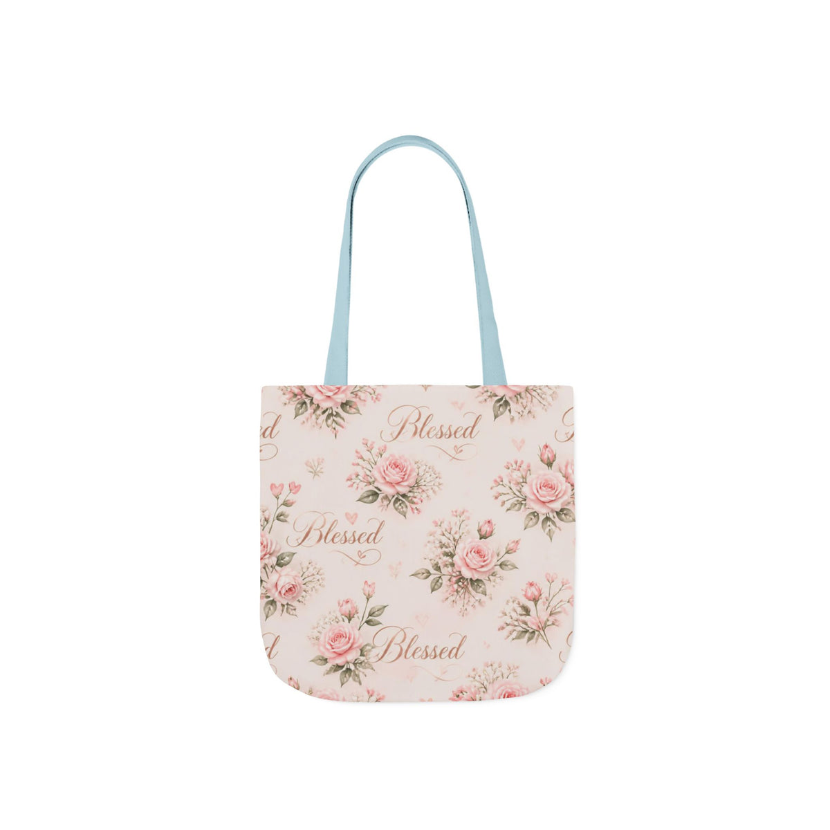 Blessed Floral Canvas Tote — Pink Rose Shoulder Bag for Christian Moms (Church, Travel & Baby)