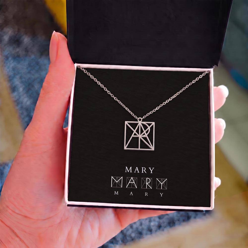 Custom Geometric Monogram Necklace – Personalized Name Pendant for Mom | Stainless Steel or 18K Gold Finish | Unique Christmas & Birthday Gift for Mum