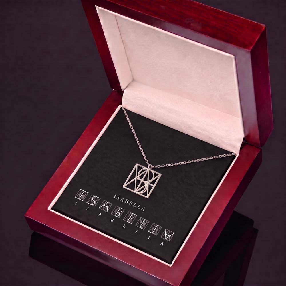 Custom Geometric Monogram Necklace – Personalized Name Pendant for Mom | Stainless Steel or 18K Gold Finish | Unique Christmas & Birthday Gift for Mum