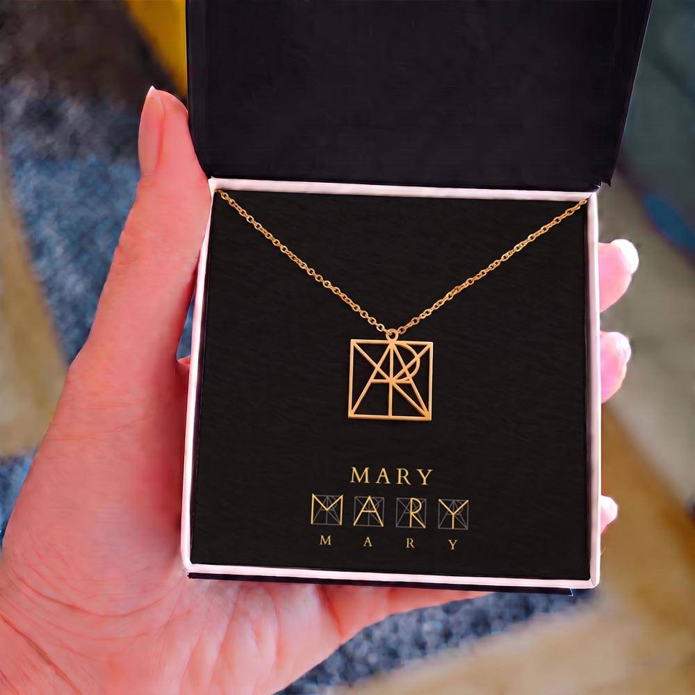 Custom Geometric Monogram Necklace – Personalized Name Pendant for Mom | Stainless Steel or 18K Gold Finish | Unique Christmas & Birthday Gift for Mum
