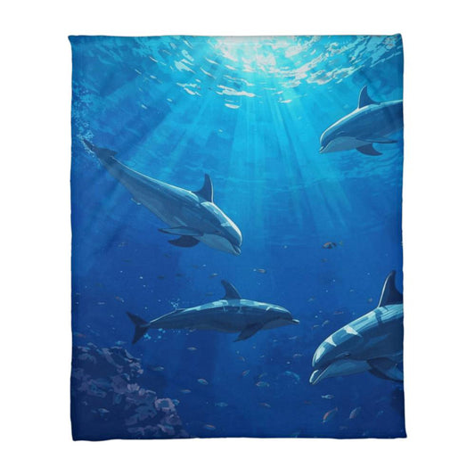 Under the Sea Dolphin Baby Blanket – Soft Ocean Nursery Blanket for Babies & Toddlers