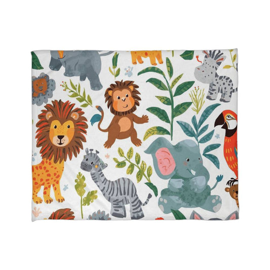 Personalized Jungle Animals Baby Blanket | Custom Name Safari Nursery Blanket | Elephant Lion Giraffe Baby Gift | Baby Shower Gift